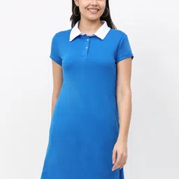 Fleximaa Blue Shirt Style Longline Top image 1