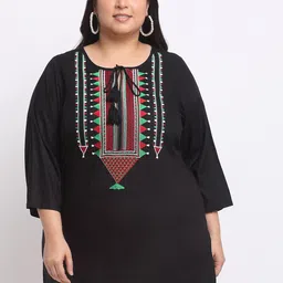 plusS Plus Size Geometric Embroidered Keyhole Neck Top image 1
