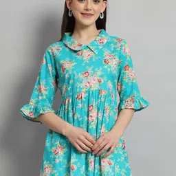 HANDICRAFT PALACE Printed Bell Sleeve Cotton Longline Top-picture-29
