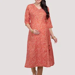 Mom For Sure by Ketki Dalal Floral Printed A-Line Cotton Maternity Kurta-picture-33
