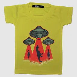RISH Kids Yellow UFO Dinosaur Printed T-shirt-image-84