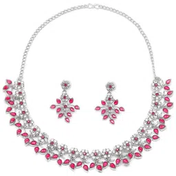 Kennice Rhodium Plated Cubic Zirconia studded Jewellery Set-picture-27