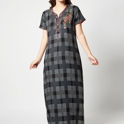 Zeyo Checks Maxi Nightdress-picture-49