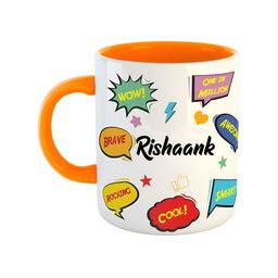 ARTBUG Orange & White Printed Ceramic Glossy Personalized Mug 350 ml-picture-41