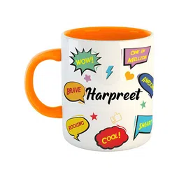 ARTBUG Orange & White Typography Printed Ceramic Glossy Mug 350 ml-picture-26