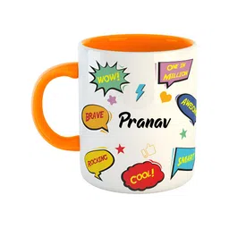 ARTBUG Orange & White Typography Printed Ceramic Glossy Personalised Mug 350 ml-picture-39