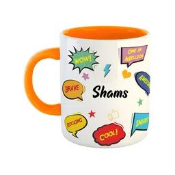 ARTBUG Orange & White Text or Slogans Printed Ceramic Glossy Mug 350 ml-picture-20