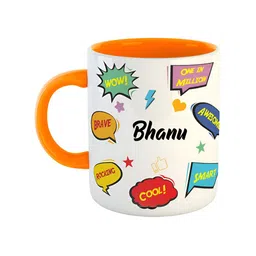 ARTBUG Orange & White Text or Slogans Printed Ceramic Glossy Personalised Mug 350ml-picture-25