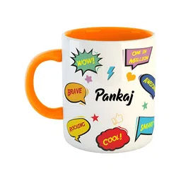 ARTBUG Orange & White Printed Ceramic Glossy Personalized Mug 350 ml-picture-23