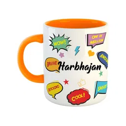 ARTBUG Orange & White Printed Ceramic Glossy Personalized Mug 350 ml-picture-25
