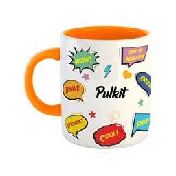ARTBUG Orange & White Text Or Slogans Printed Ceramic Glossy Personalised Mug 350ml-picture-39