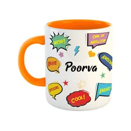 ARTBUG Orange & White Text or Slogans Printed Ceramic Glossy Mug 350 ml-picture-31