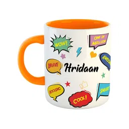 ARTBUG Orange & White Printed Ceramic Glossy Personalized Mug 350 ml-picture-15