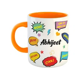 ARTBUG Orange & White Typography Printed Ceramic Glossy Mug 350 ml-picture-37
