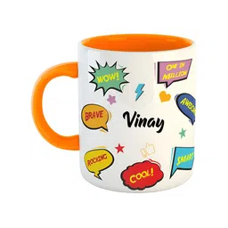 ARTBUG Orange & White Typography Printed Ceramic Glossy Mug 350 ml-picture-27