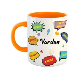 ARTBUG Orange & White Text Or Slogans Printed Ceramic Glossy Personalised Mug 350ml-picture-37
