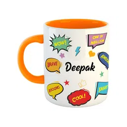 ARTBUG Orange & White Text Or Slogans Printed Ceramic Glossy Personalised  Mug 350ml-picture-39