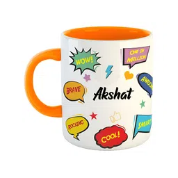 ARTBUG Orange & White Text or Slogans Printed Ceramic Glossy Mug 350 ml-picture-14