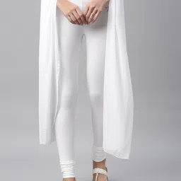 TWIN BIRDS Women White Solid Churidar-Length Leggings With Matching Shawl-picture-36