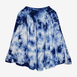 KiddoPanti Girls Blue & White Tie & Dye A-line Knee-Length Skirt-image-32