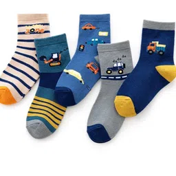 EL REGALO Kids Pack Of 5 Patterned Ankle Length Socks-picture-57