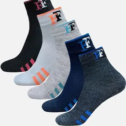 FIMS Men Pack Of 5 Striped Crew Ankle Length Socks image 1