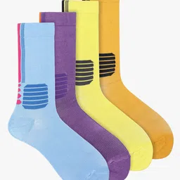 Soxytoes Unisex Pack Of 4 Patterned Cotton Calf Length Socks-picture-35