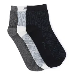 HIROLAS Men Pack Of 3 Patterned Cotton Anti Odour Ankle-Length Socks image 1