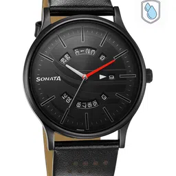 Sonata Men Brass Dial Leather Straps Analogue Watch-image-16
