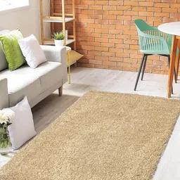 Saral Home Beige Traditional Soft Shaggy Carpet image 1