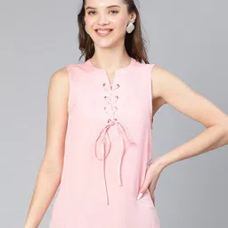 Oxolloxo Sleeveless Tie-Ups Detail Pure Cotton Top-picture-10