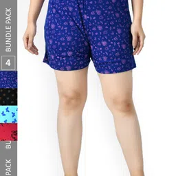 IndiWeaves Women Pack Of 4 Printed High-Rise Shorts-picture-40