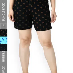 IndiWeaves Women Pack Of 3 Printed Pure Cotton Shorts-image-45