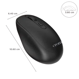 Croma Rechargeable Wireless Mouse with 4 Buttons (3200 DPI Adjustable, 80 Hours Battery Life, Black) image 3