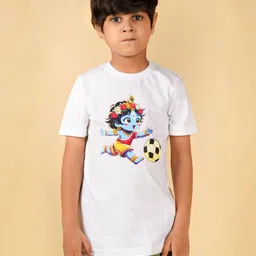 PRABHUBHAKTI Kids Printed V-Neck Extended Sleeves Bio Finish Applique T-shirt-picture-20