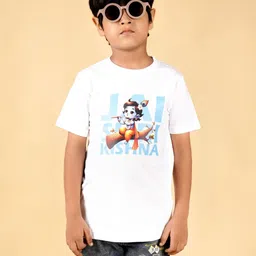 PRABHUBHAKTI Kids Printed V-Neck Extended Sleeves Bio Finish Applique T-shirt-picture-35