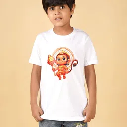 PRABHUBHAKTI Kids Printed V-Neck Extended Sleeves Bio Finish Applique T-shirt-picture-10