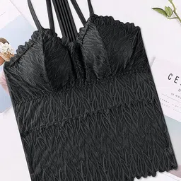 FIMBUL Lace Underwear Lightly Padded Camisole Lingerie BRA-3363-BLK-picture-19