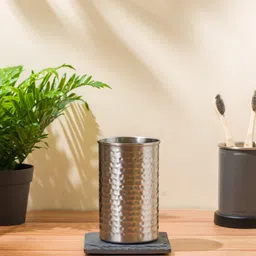 Nautica Silver-Toned  Textured Elegant Stainless Steel Tooth Brush Holder-picture-48