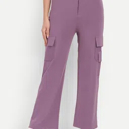 BROADSTAR Women Smart Straight Fit High-Rise Easy Wash Cargos Trousers-picture-37