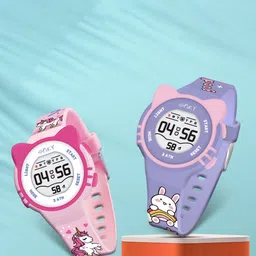 Spiky Kids Set of 2 Silicon Strap Analogue Multi Function Watch Combo_EVA17_PurPnk-picture-14