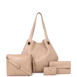 Black Spade Set of 4 Structured Tote Bag With Sling Bag And Wallet & Card Holder-image-3