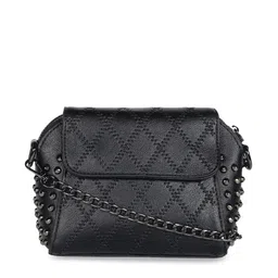 CRUSSET Black Textured Structured Sling Bag image 1