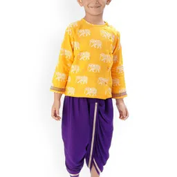 LIL DRAMA Boys Ethnic Motifs Printed Regular Kurta With Dhoti Pants-picture-12