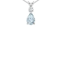 Angara 14KT White Gold Aquamarine Teardrop Diamond Studded Pendant-0.81 gm-picture-49