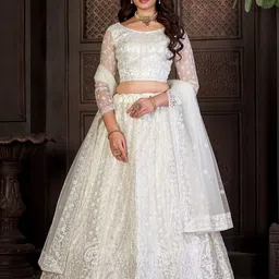 Warthy Ent Embroidered Thread Work Semi-Stitched Lehenga & Unstitched Blouse With Dupatta-picture-12