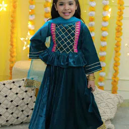 BownBee Girls Embellished Ready To Wear Lehenga & Blouse With Dupatta-picture-32