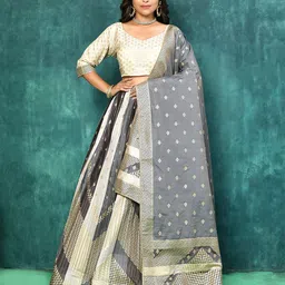 elora Ethnnic Motif Woven Design Semi Stitched Lehenga & Unstitched Blouse With Dupatta-picture-34