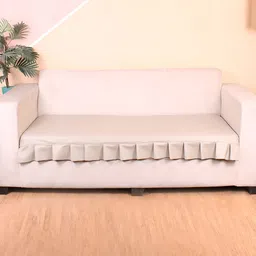 STITCHNEST Cream 2 Seater Frill Sofa Cover-picture-31