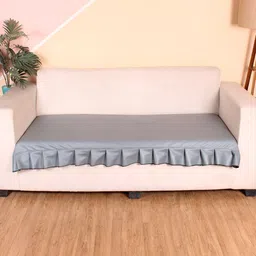 STITCHNEST Grey Leatherite Regular Sofa Cover-image-61